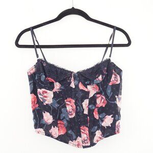 Urban Outfitters Out from Under Lace Up Floral Corset Top L